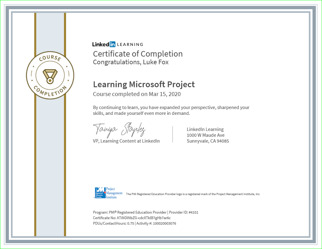 Microsoft Project Cert